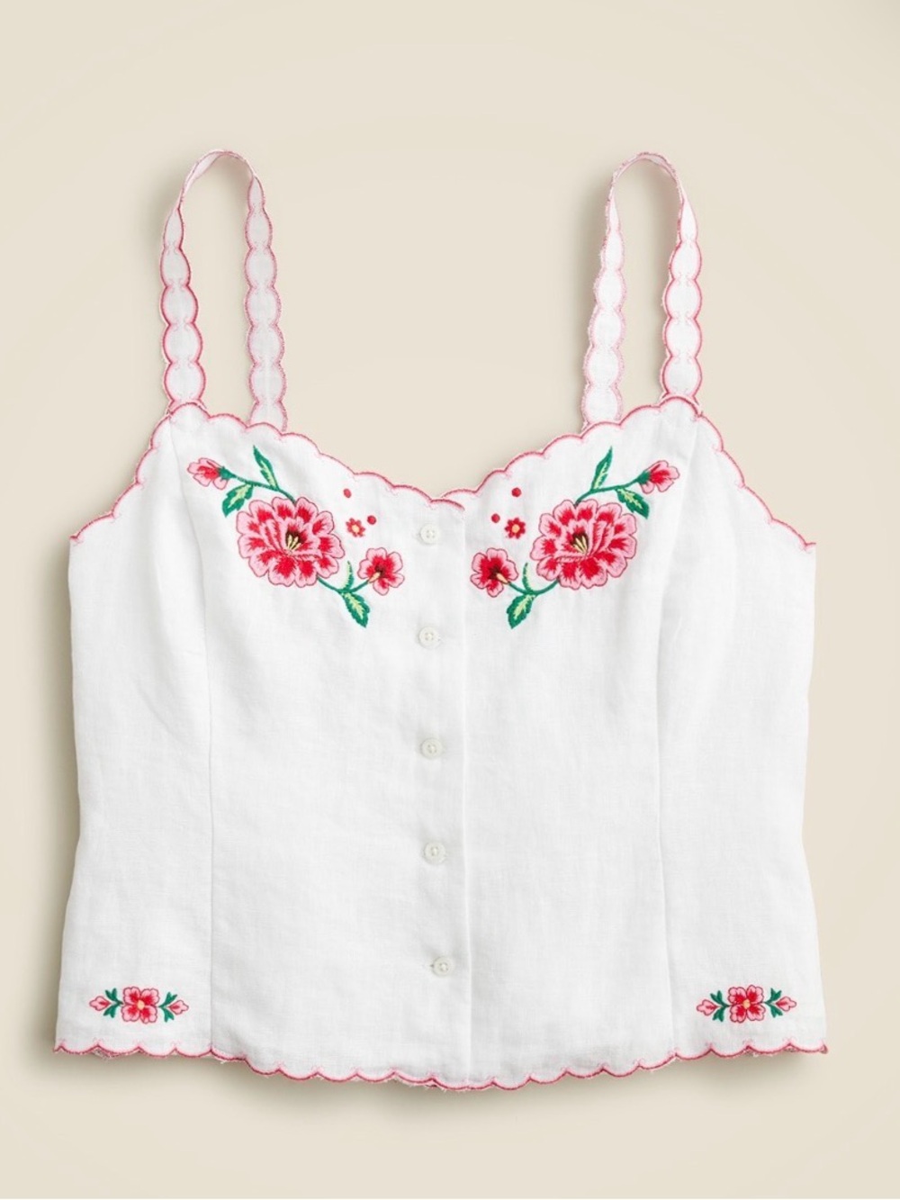 NWT J. Crew Embroidered Tank Top in Linen